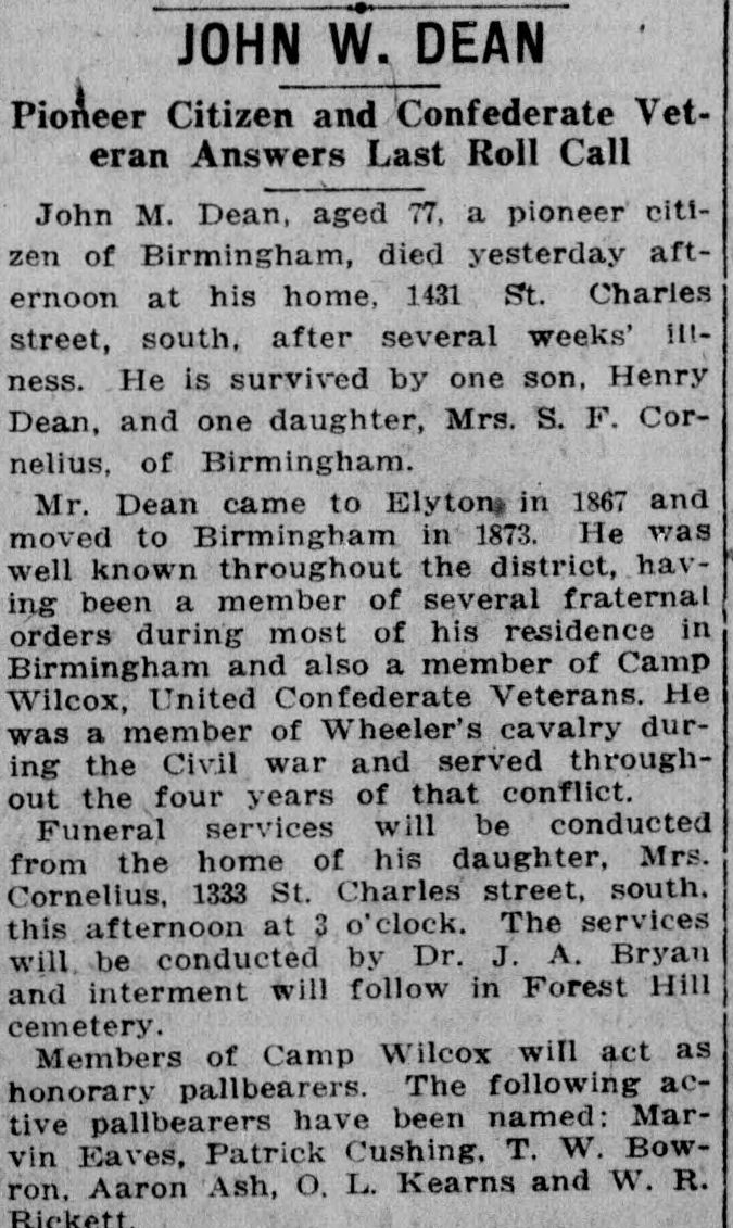 John W. Dean obituary